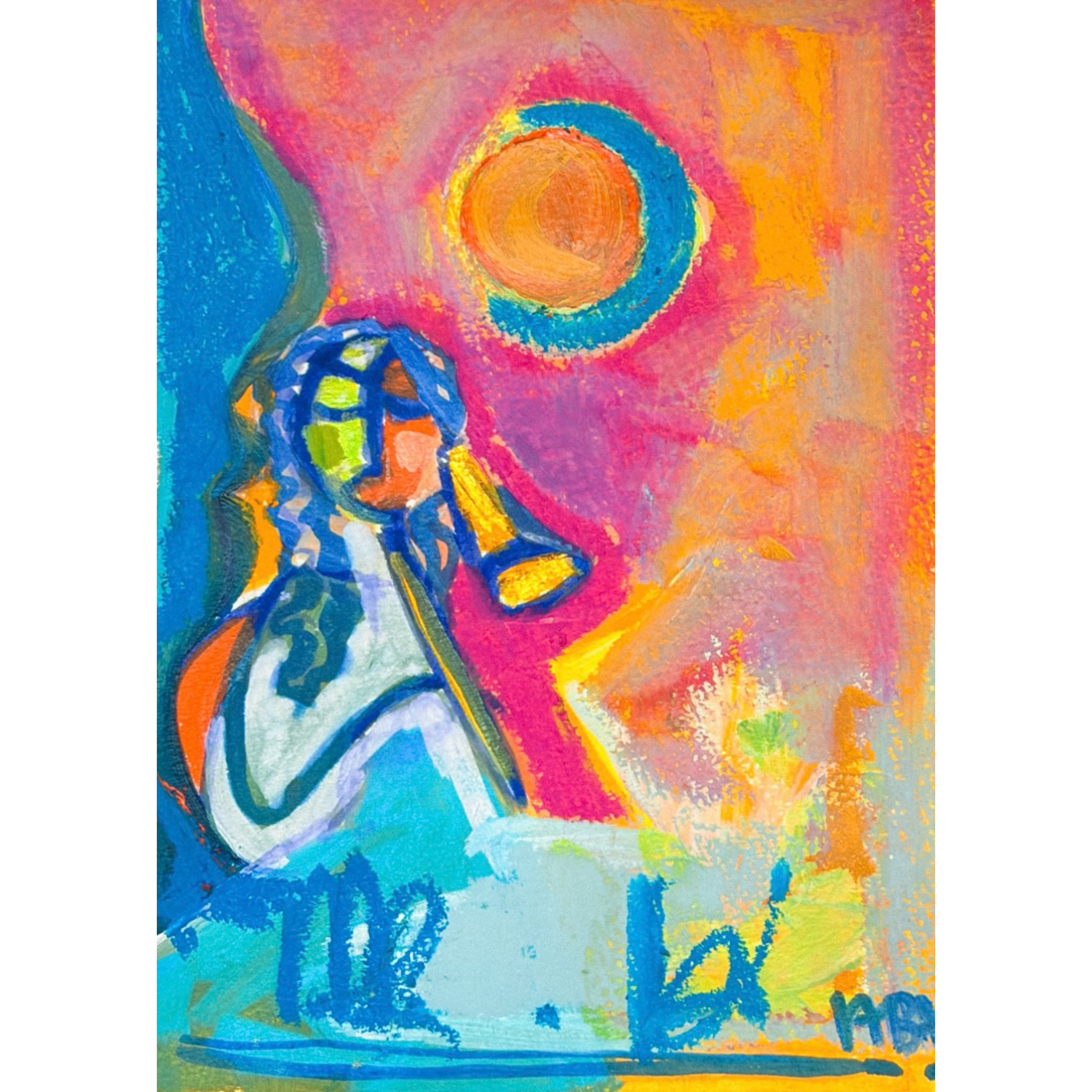 trombonist at sunset